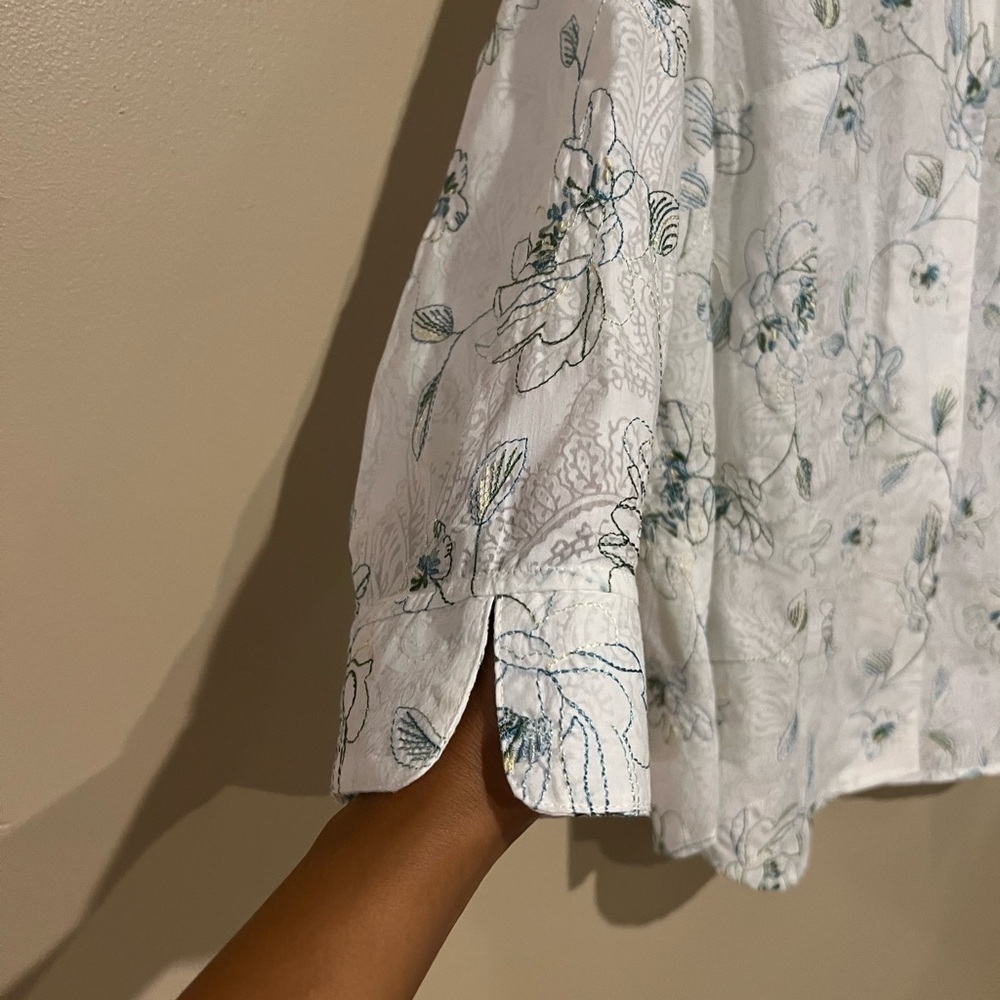 Alfred Dunner Women's White Green Floral Button Up Blouse Lightweight Size 22W - Picture 4 of 7